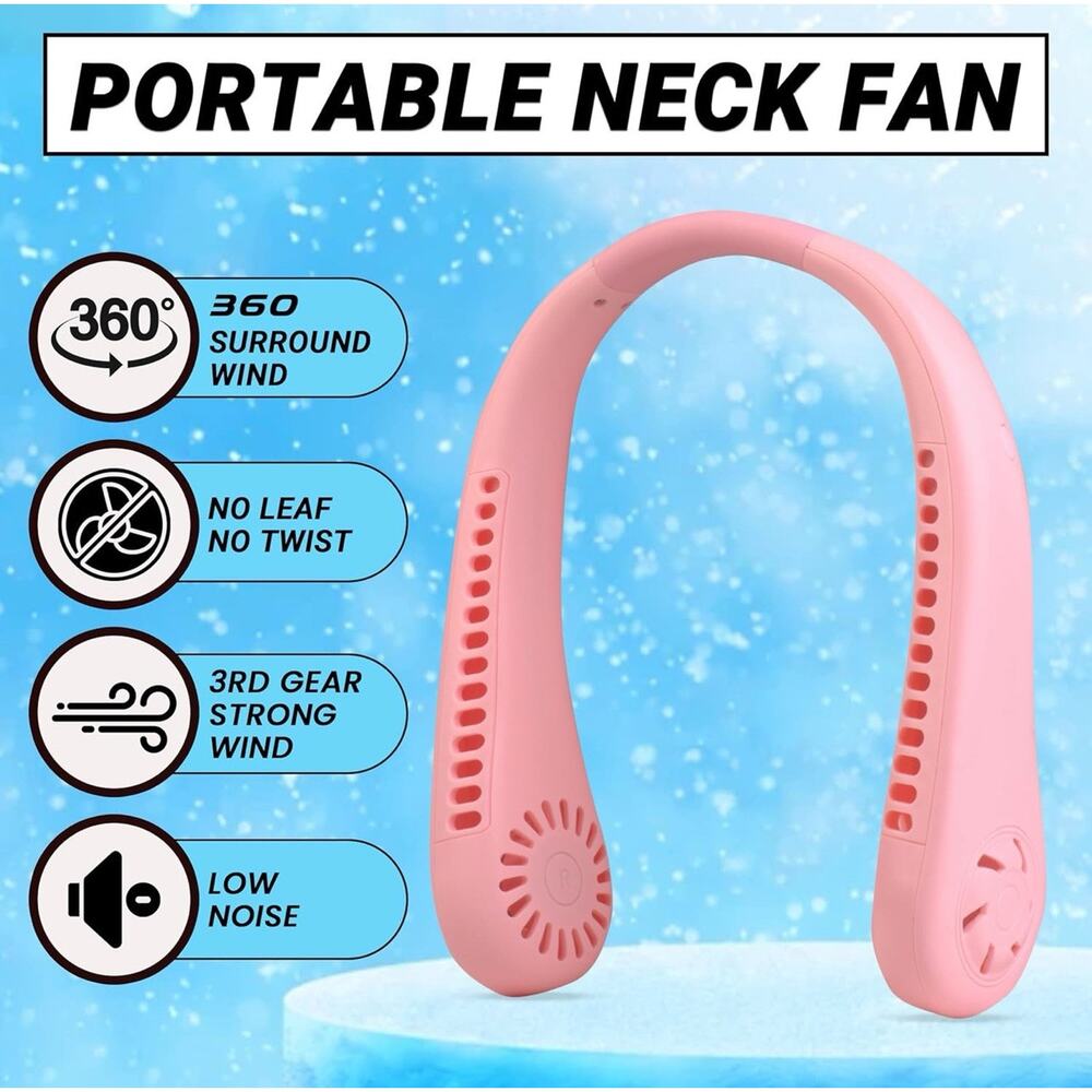 Portable Neck Fan Bladeless Personal Fan Cooling Quiet‎ and Wearable Hands Free
